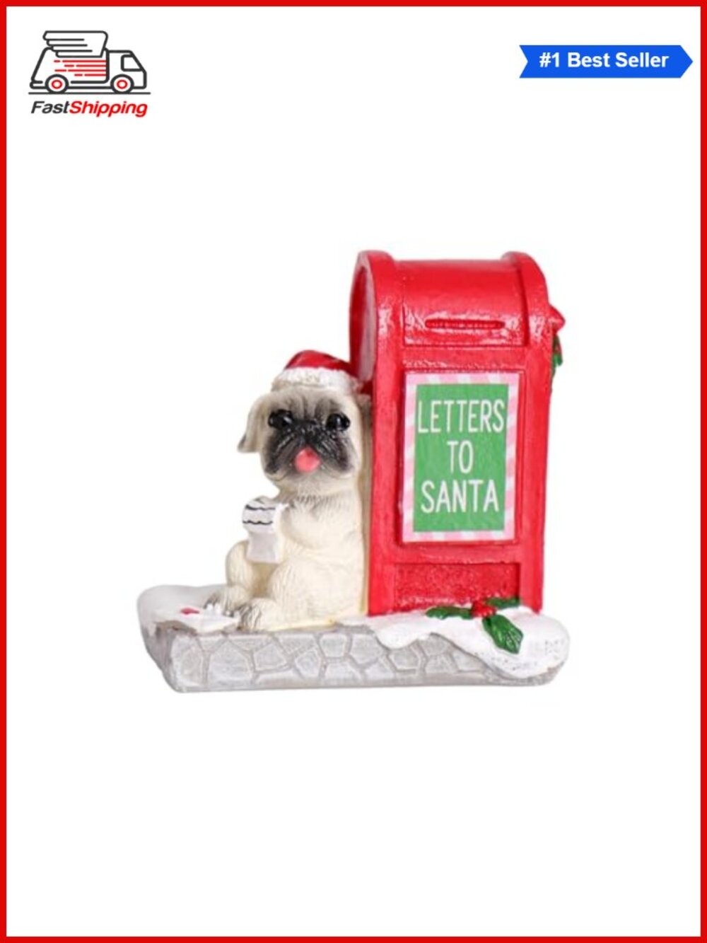 🎅 Christmas Village Resin Puppy Figurine Letters to Santa Ornament Decor